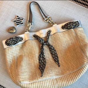 Authentic Gucci Straw and Leather tote